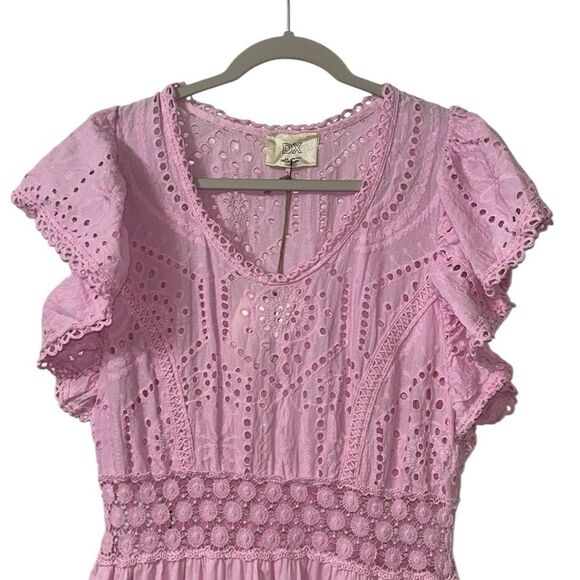 DX Collection Pink Embroidered Cotton Maxi Dress(Size Medium) - Picture 5 of 9